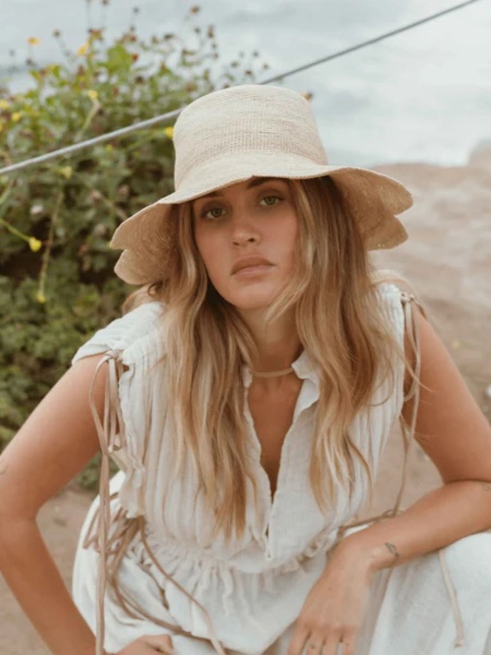 Freya packable scallop crochet bucket hat